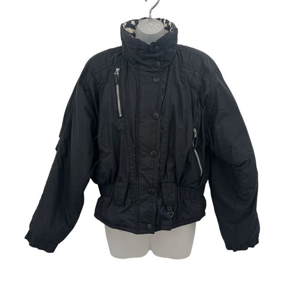OBERMEYER Nell Jacket Womens 12 Black Puffer Coat Ski Snowboard Bomber Crop - Picture 1 of 16